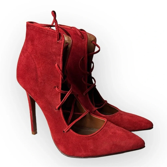 Schutz Red Strappy Heels 7B - Picture 1 of 7